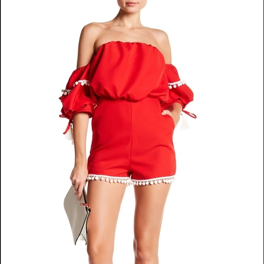 Anthropologie Tea + Cup Red Romper Size Small